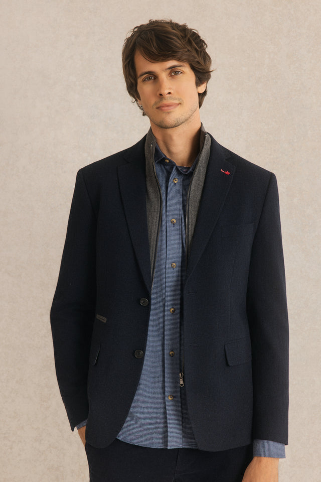 Blazer Ajusté Uni avec Parmenture - Image principale