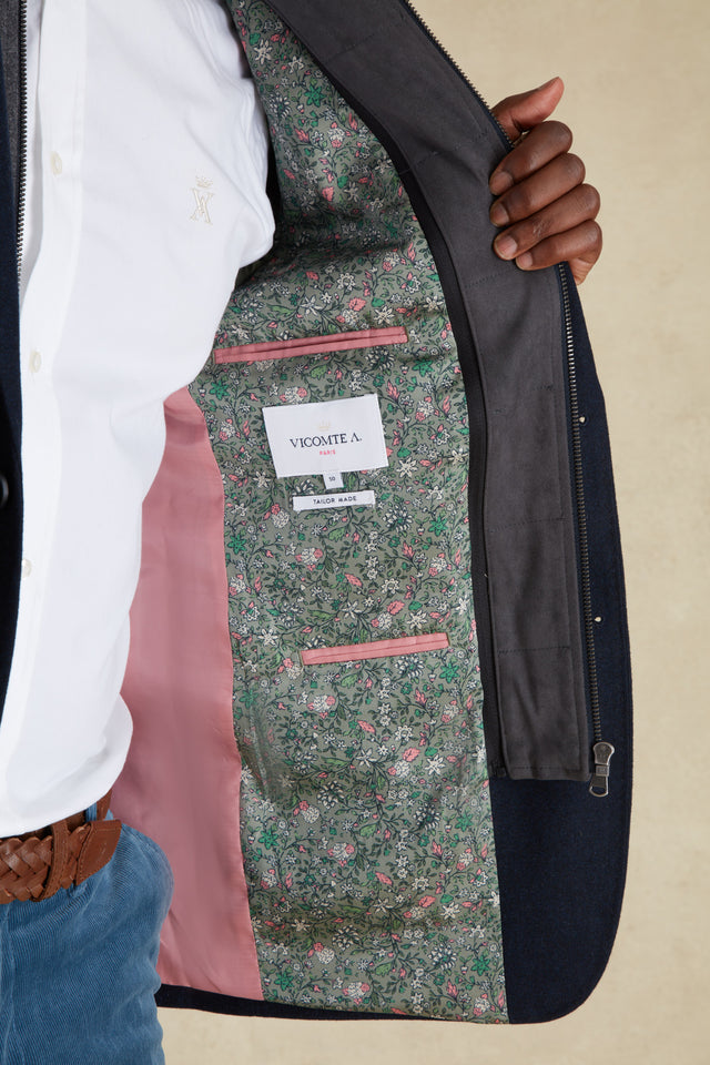 Blazer Ajusté Uni avec Parmenture - Image principale