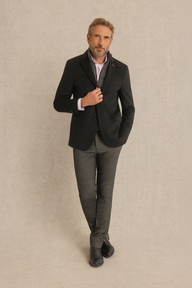 Blazer Ajusté à Motifs Carreaux avec Parmenture - Image principale
