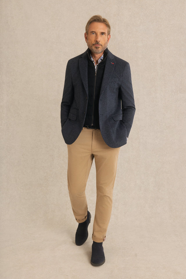 Blazer Ajusté à Motifs Carreaux avec Parmenture - Image principale