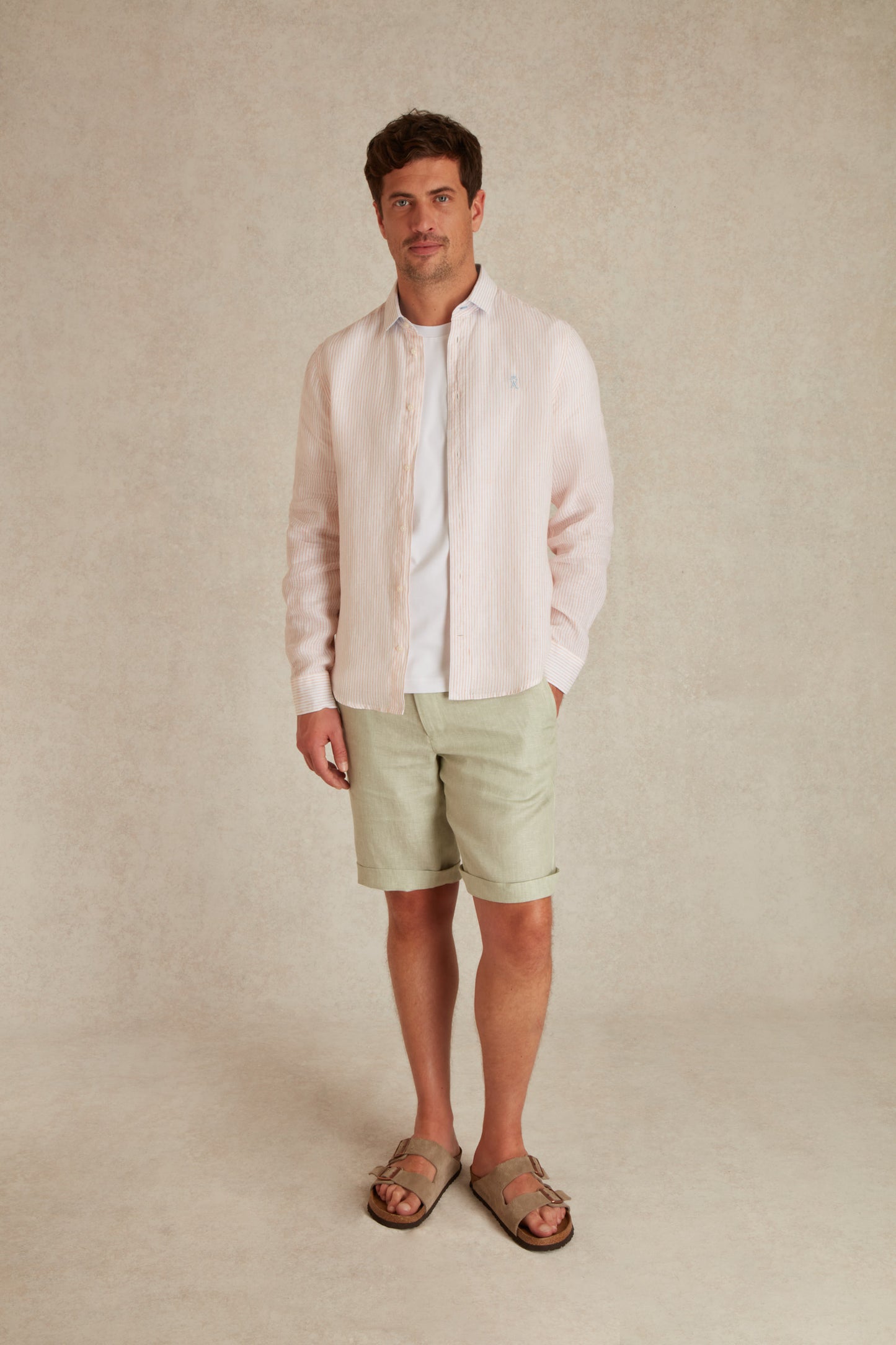 Chemise Slim en Lin à Rayures