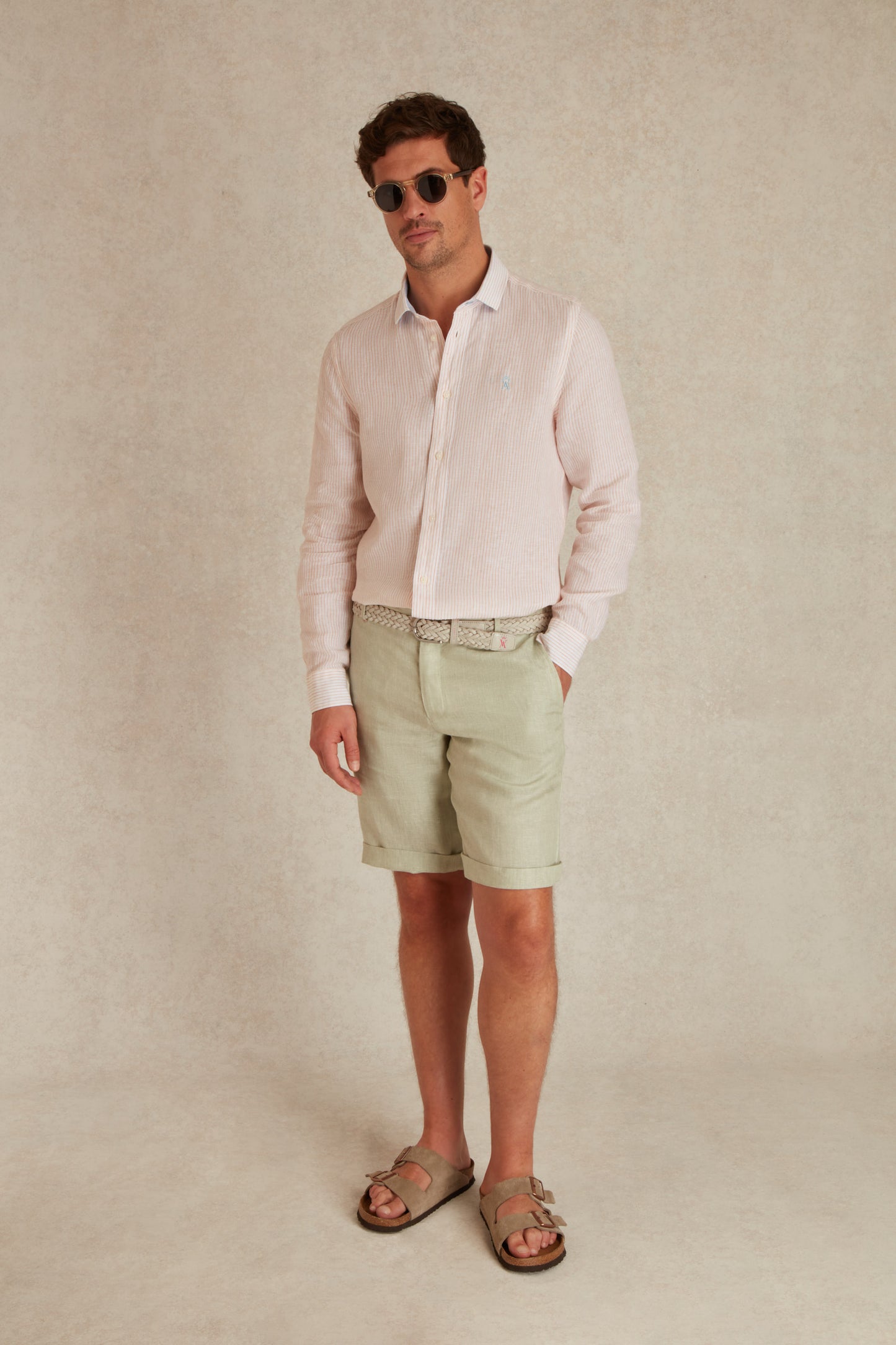 Chemise Slim en Lin à Rayures