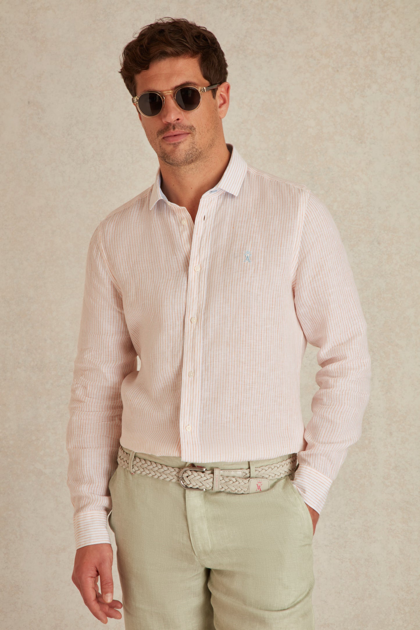 Chemise Slim en Lin à Rayures