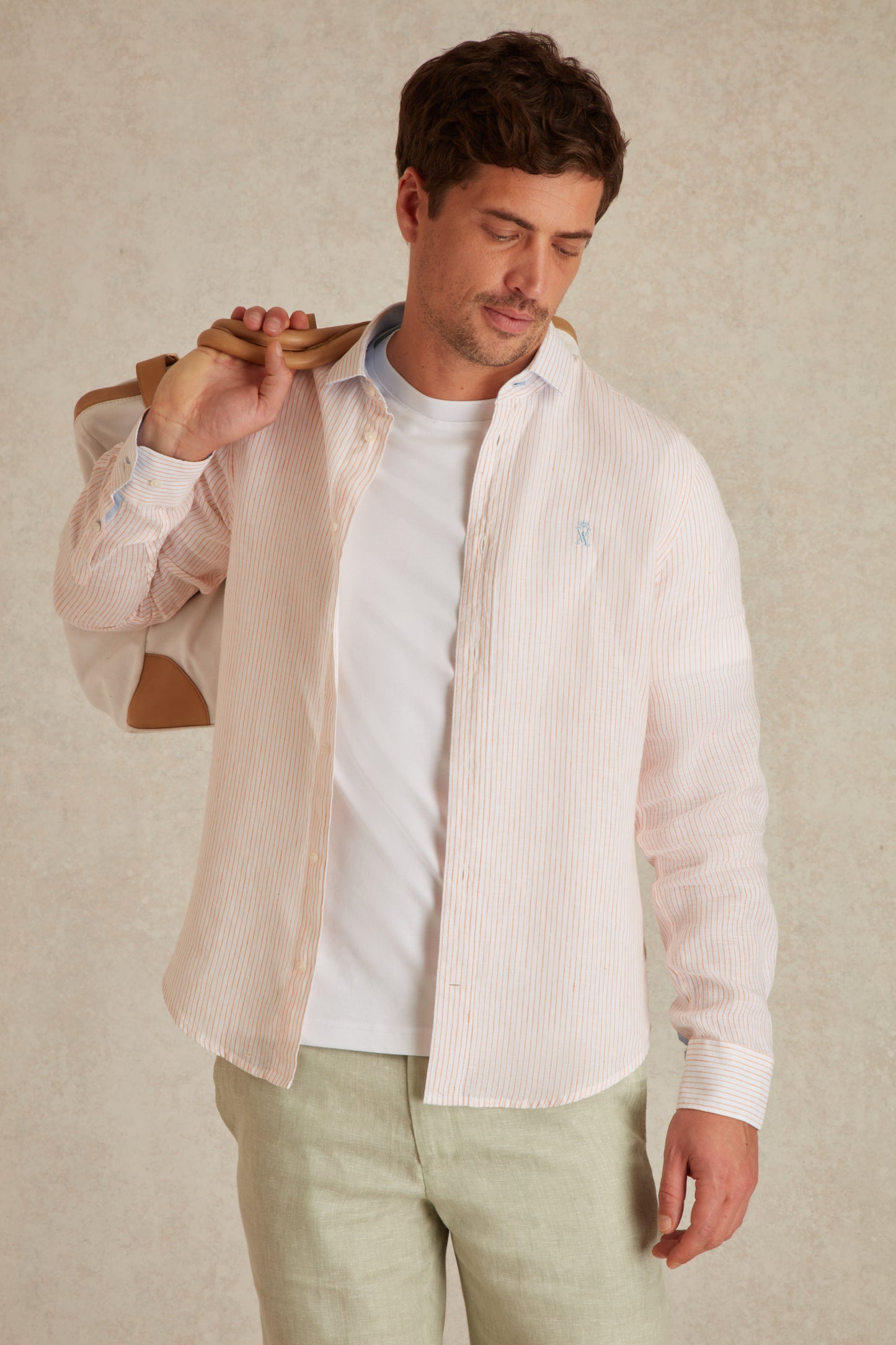 Chemise Slim en Lin à Rayures