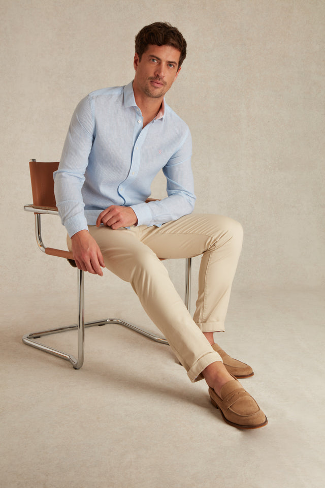 Chemise Slim en Lin à Rayures - Image principale