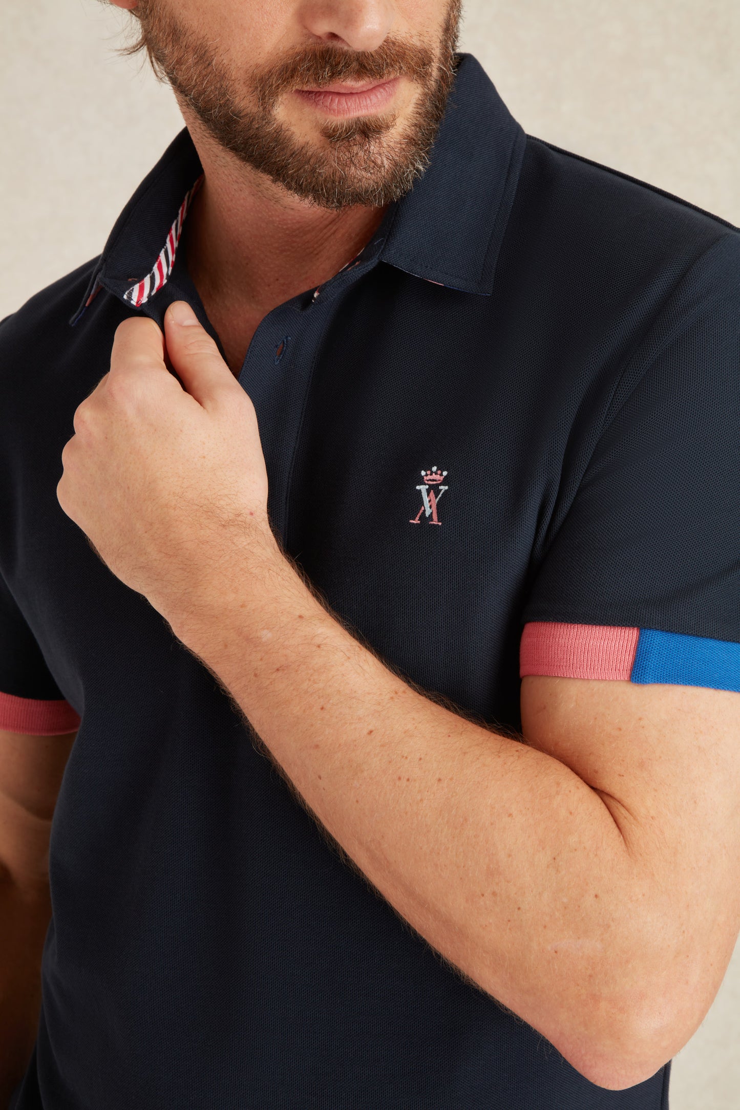 Polo à Détails Tricolore