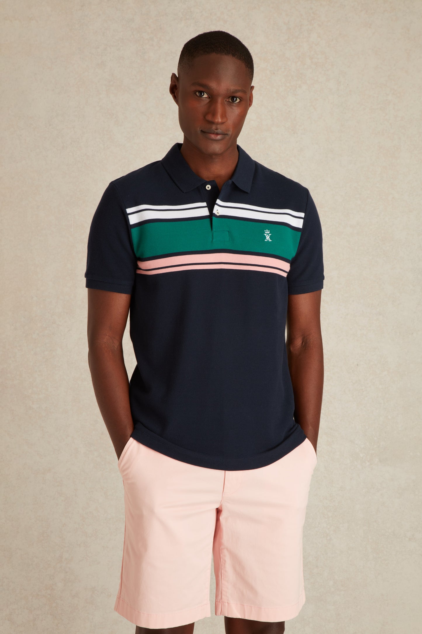 Polo à Détails Rayé