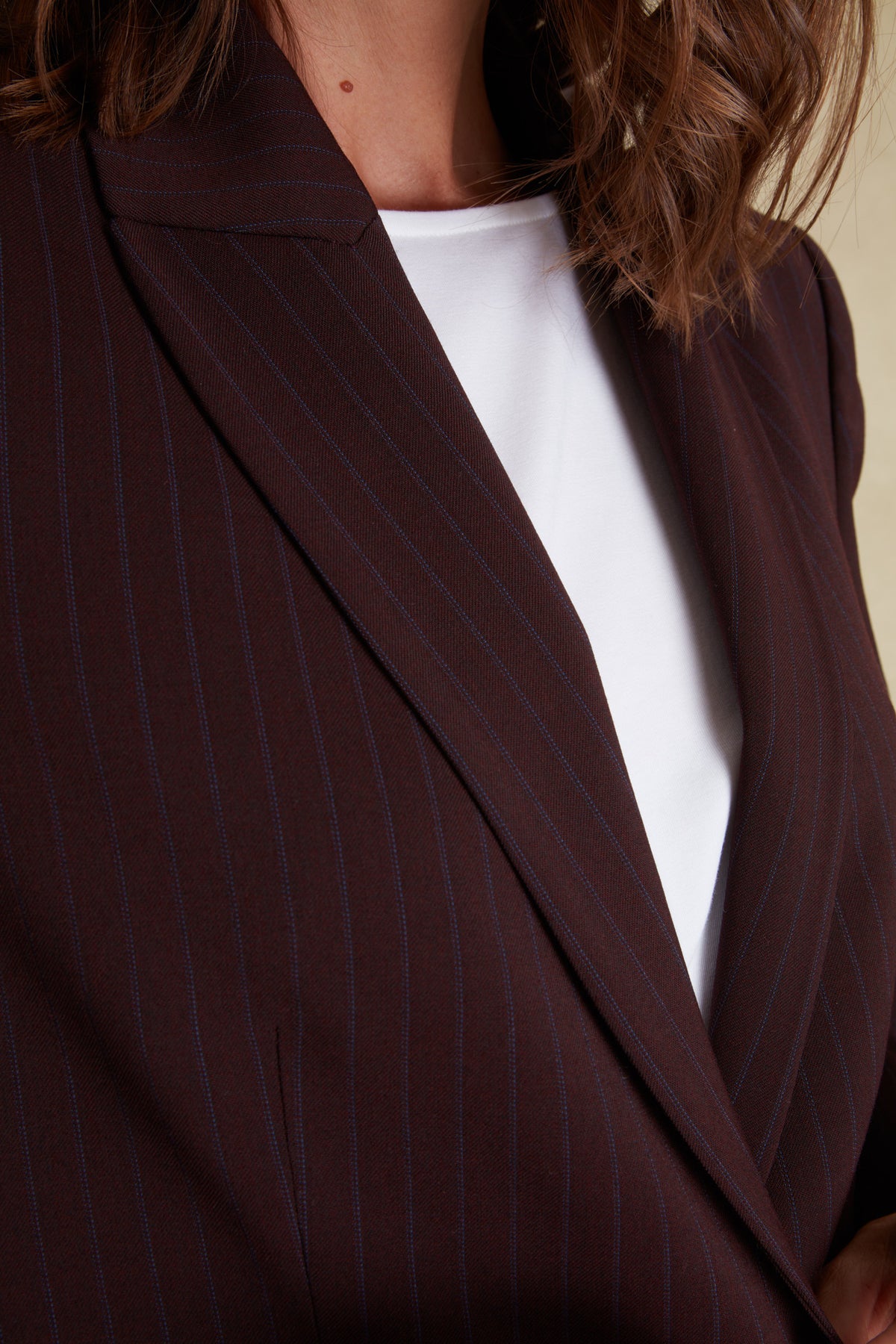 Blazer Droit à Fines Rayures