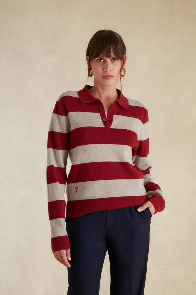 Pull Rayé à Col Polo - Image principale