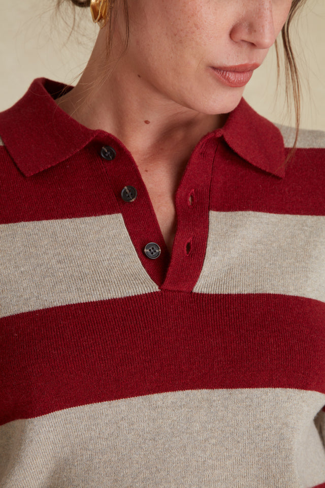 Pull Rayé à Col Polo - Image principale