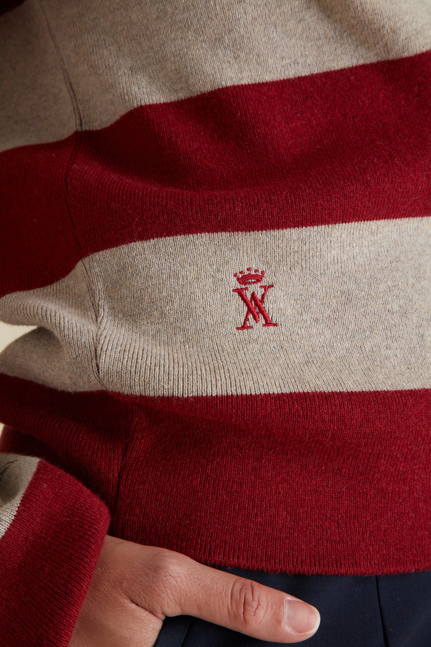 Pull Rayé à Col Polo