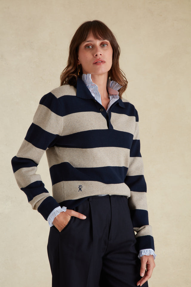 Pull Rayé à Col Polo - Image principale