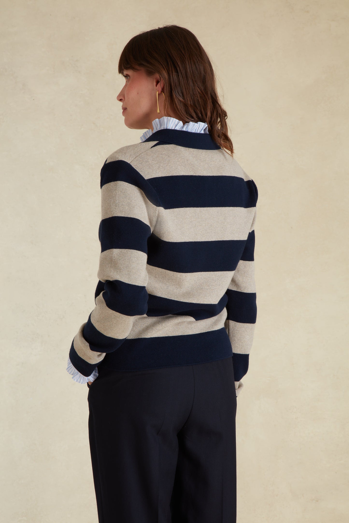 Pull Rayé à Col Polo