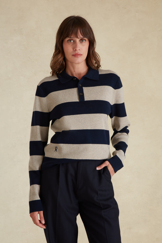 Pull Rayé à Col Polo - Image principale
