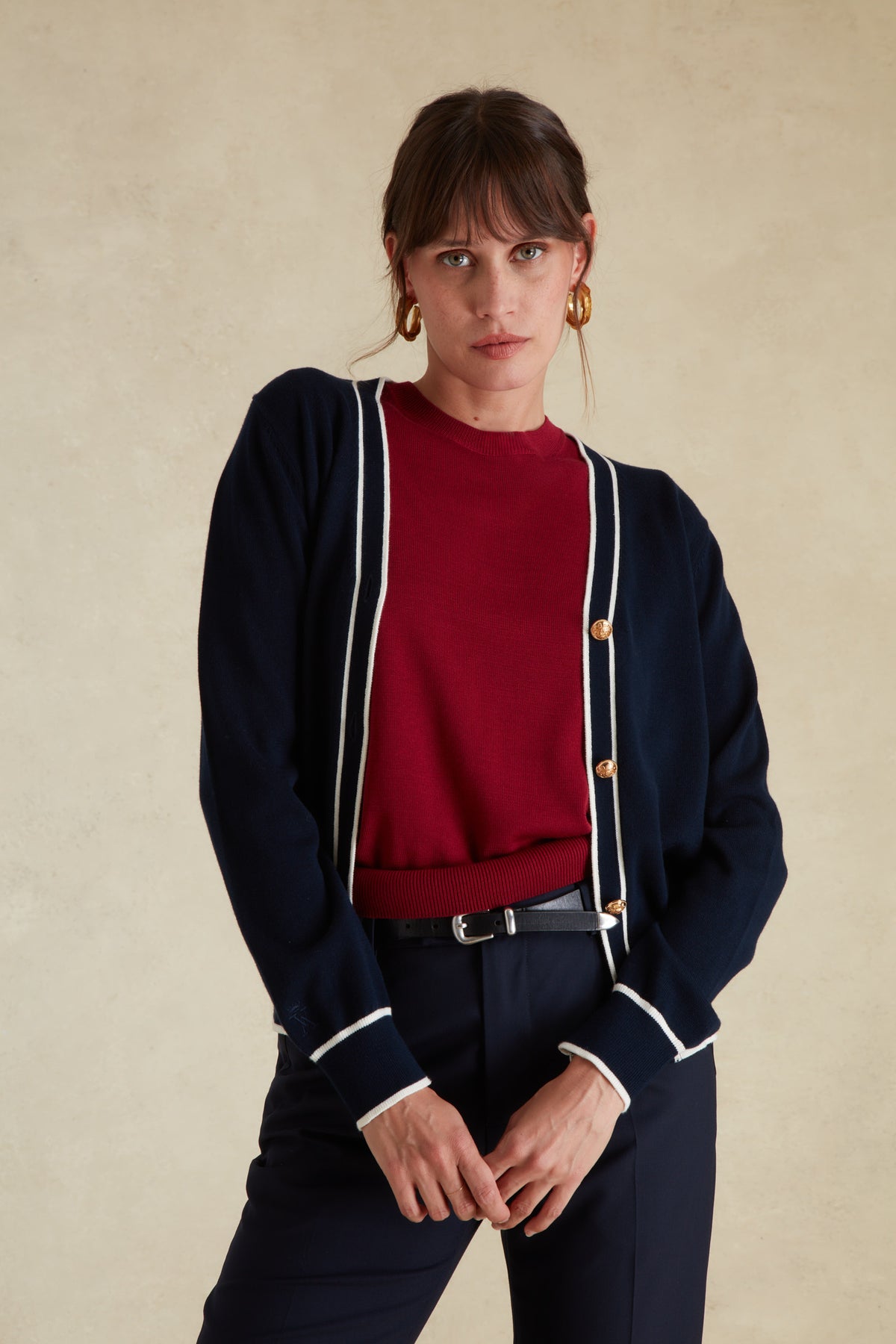 Cardigan à Détails Col