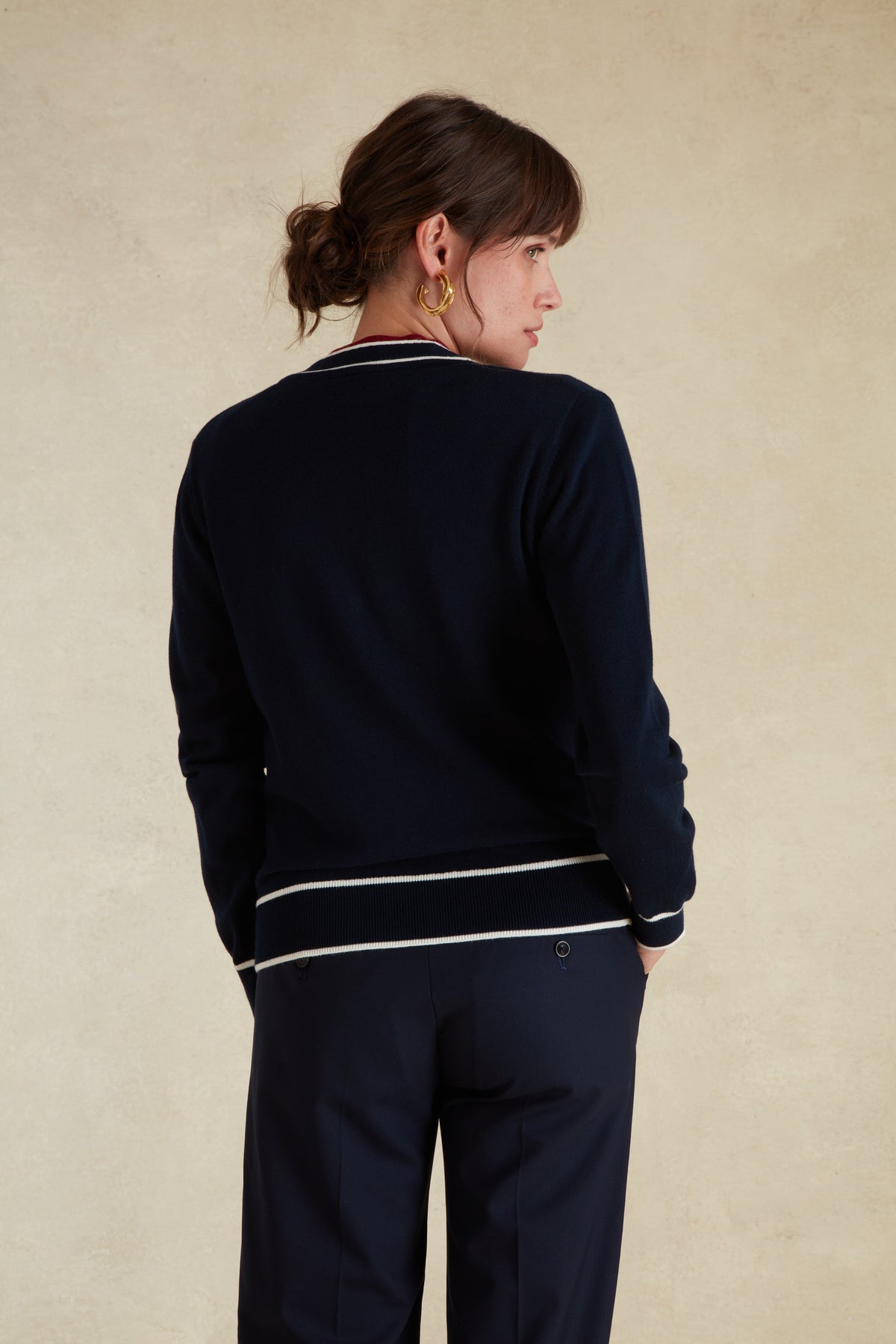 Cardigan à Détails Col