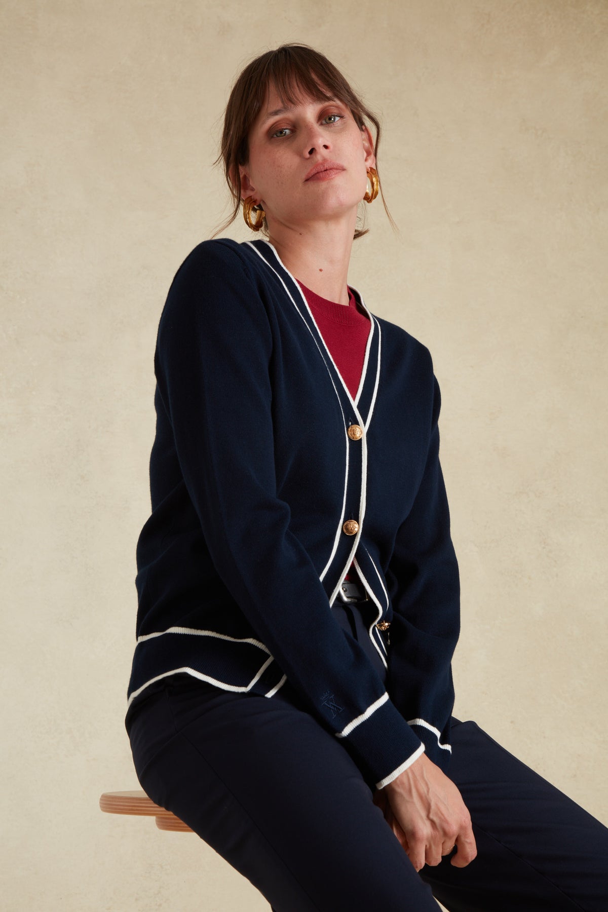 Cardigan à Détails Col