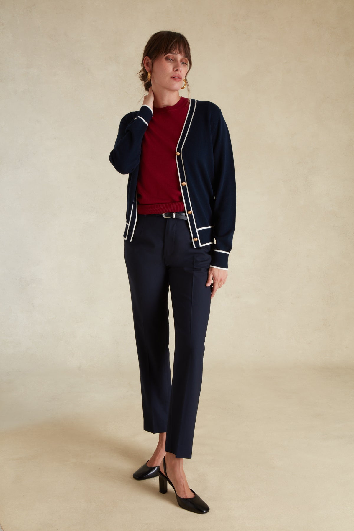 Cardigan à Détails Col