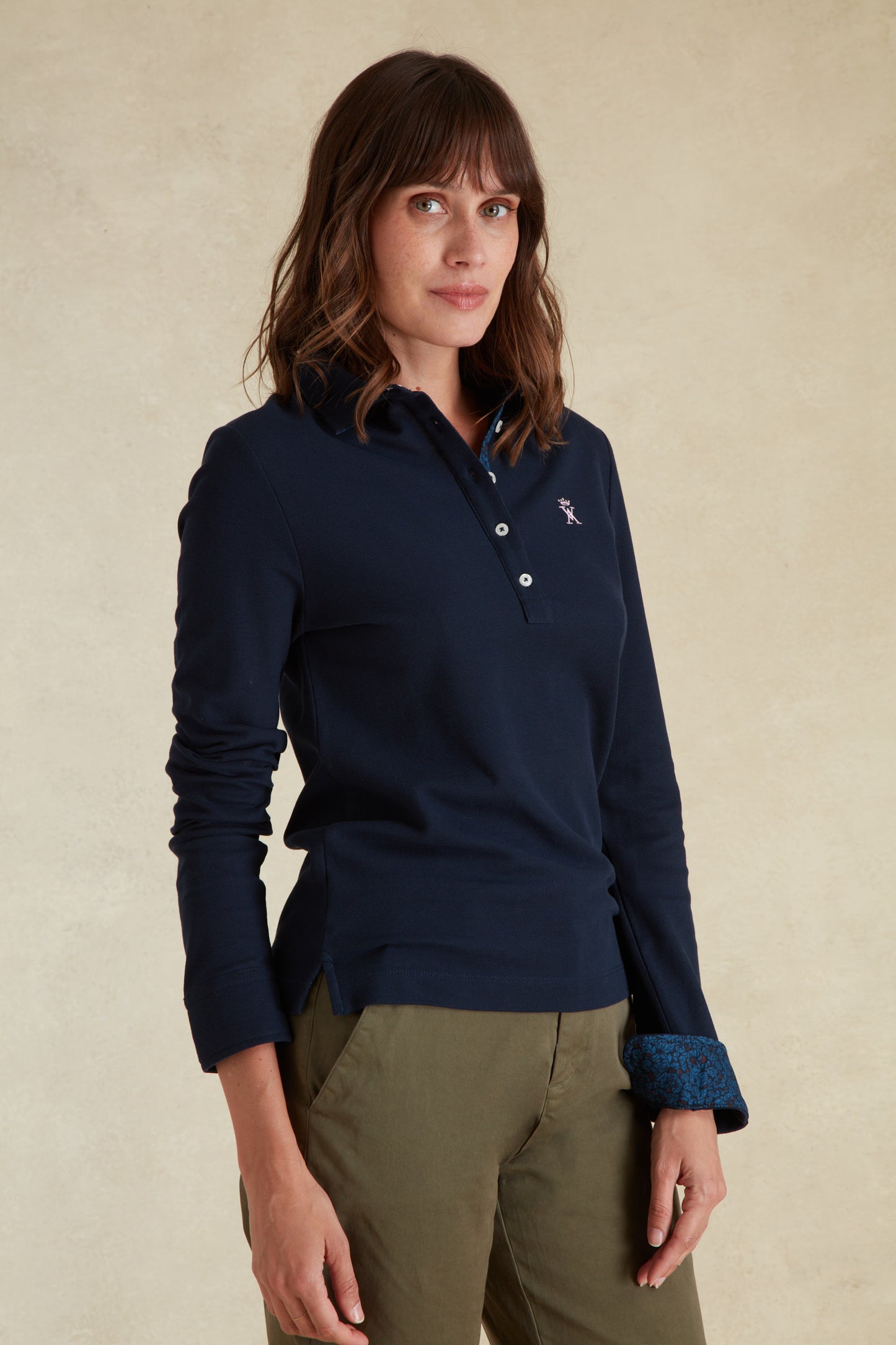 Polo Manches Longues à Détails Imprimé