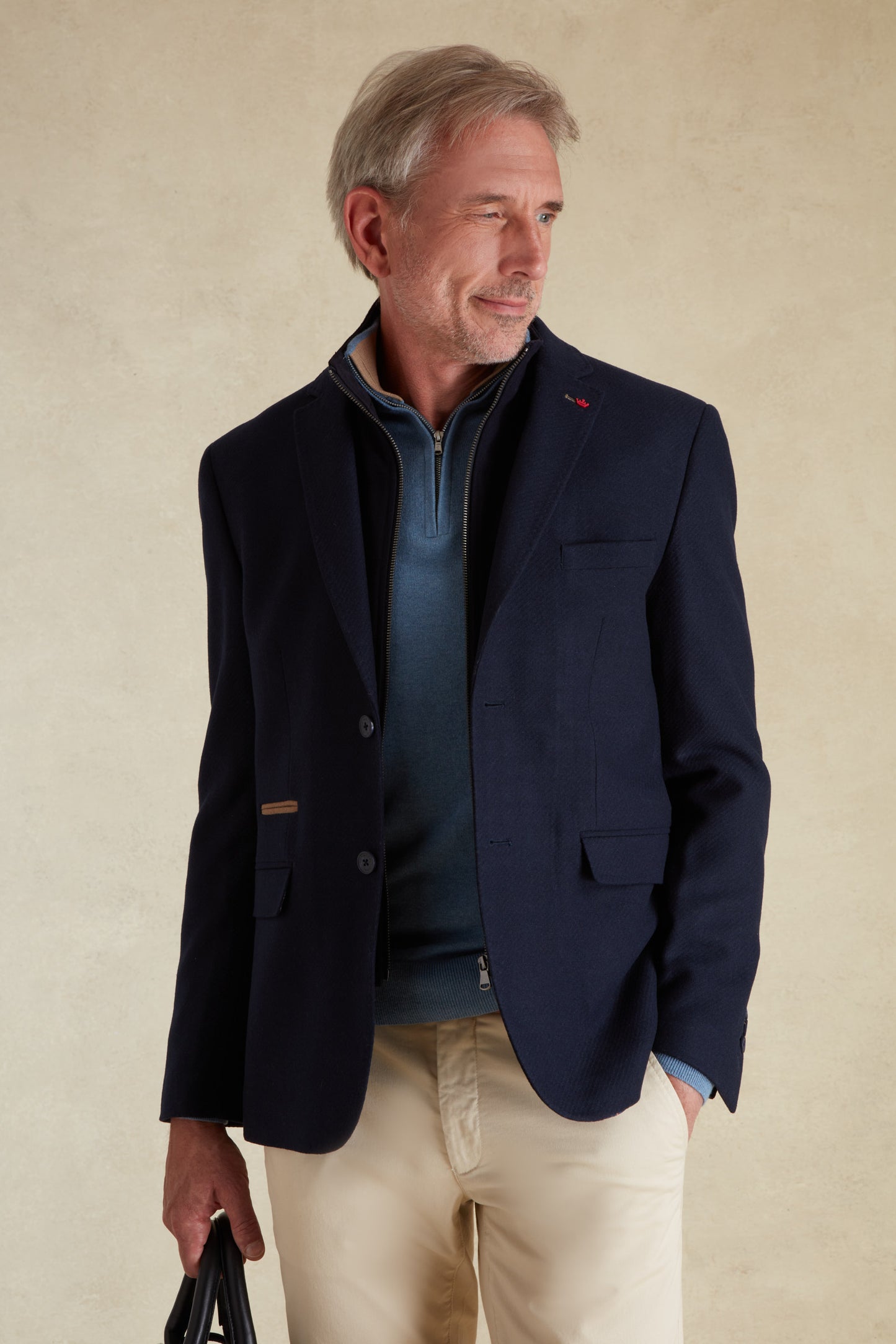 Blazer Ajusté Uni avec Parmenture