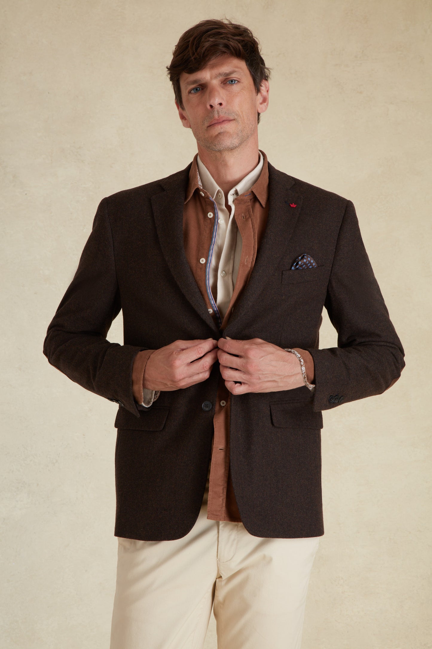 Blazer Ajusté Uni avec Parmenture