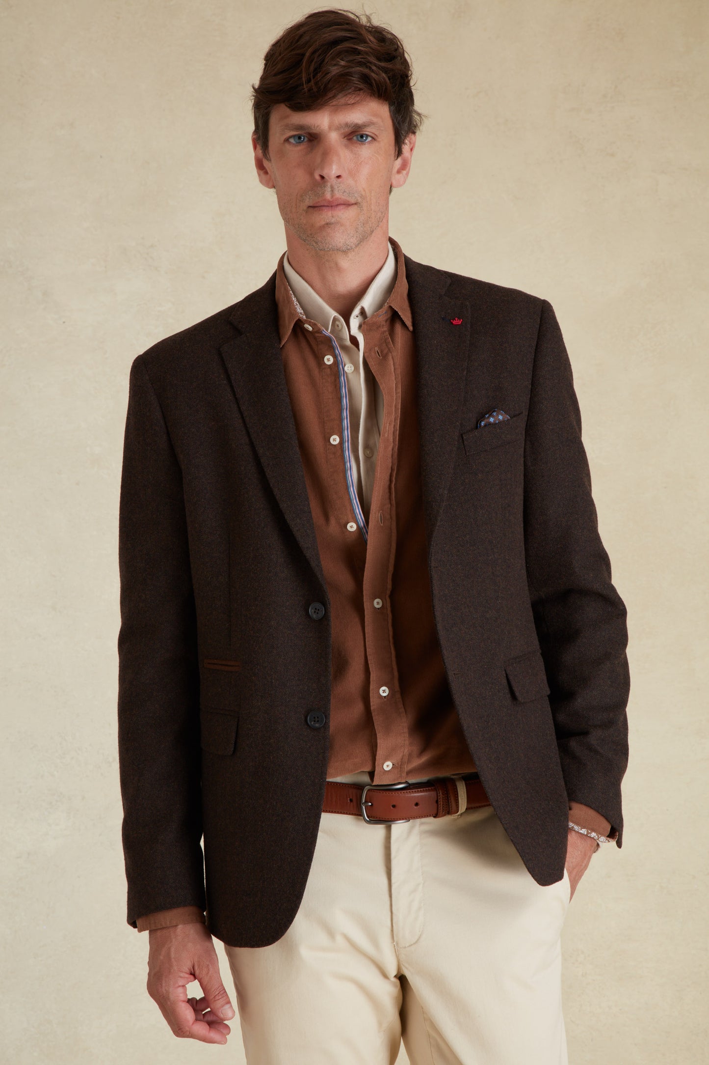 Blazer Ajusté Uni avec Parmenture