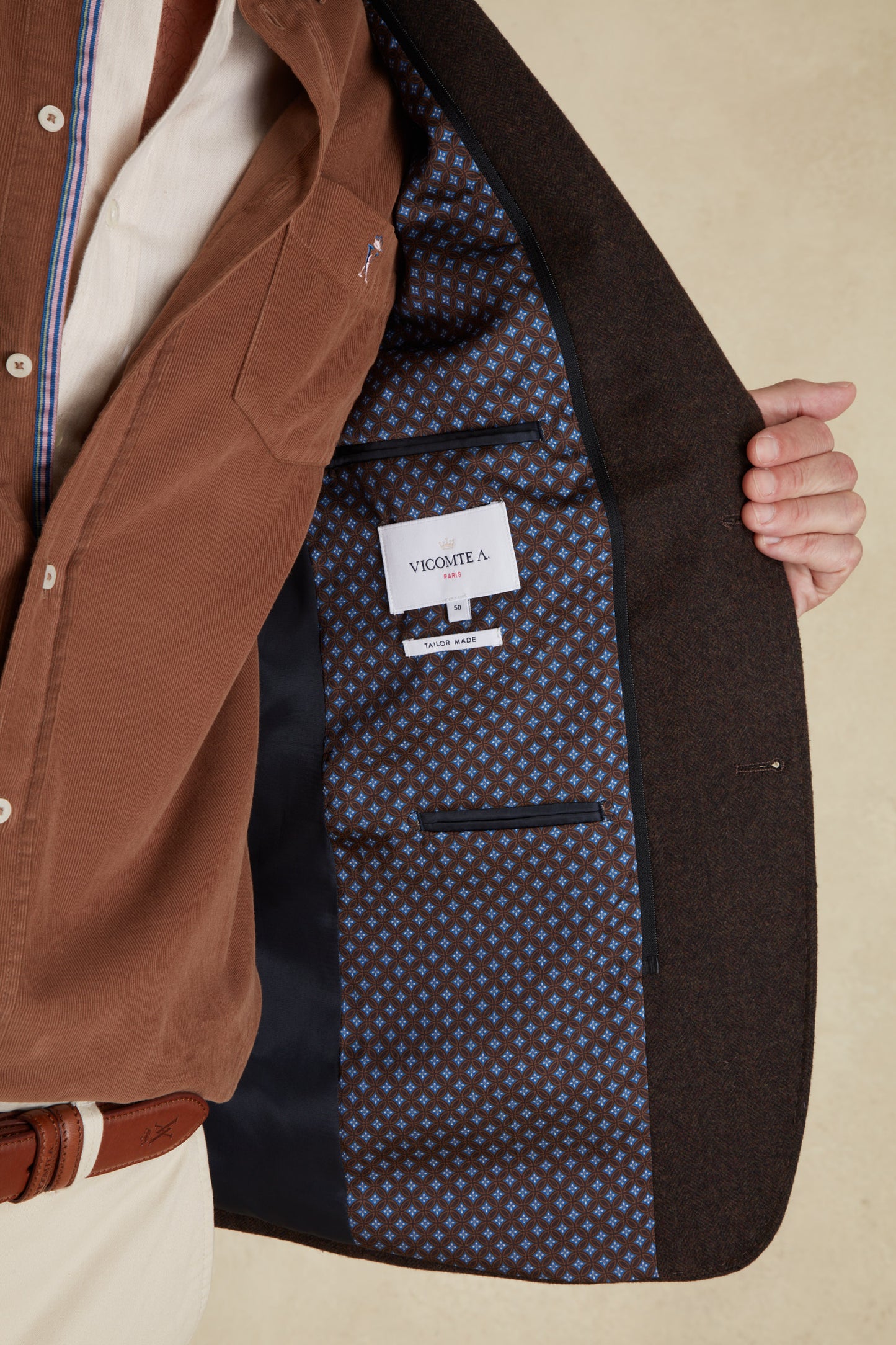 Blazer Ajusté Uni avec Parmenture