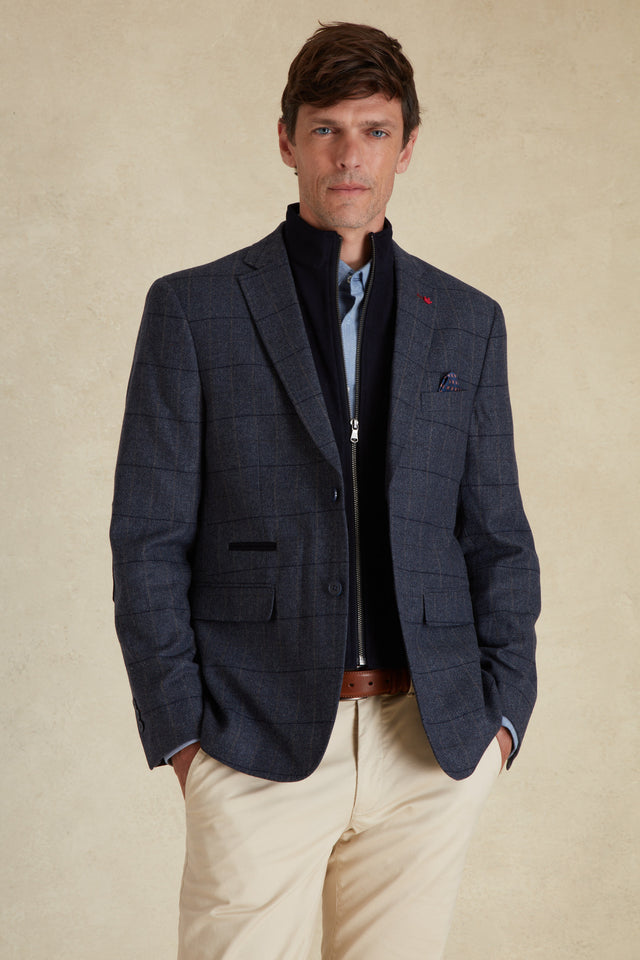 Blazer Ajusté à Motifs Carreaux avec Parmenture - Image principale