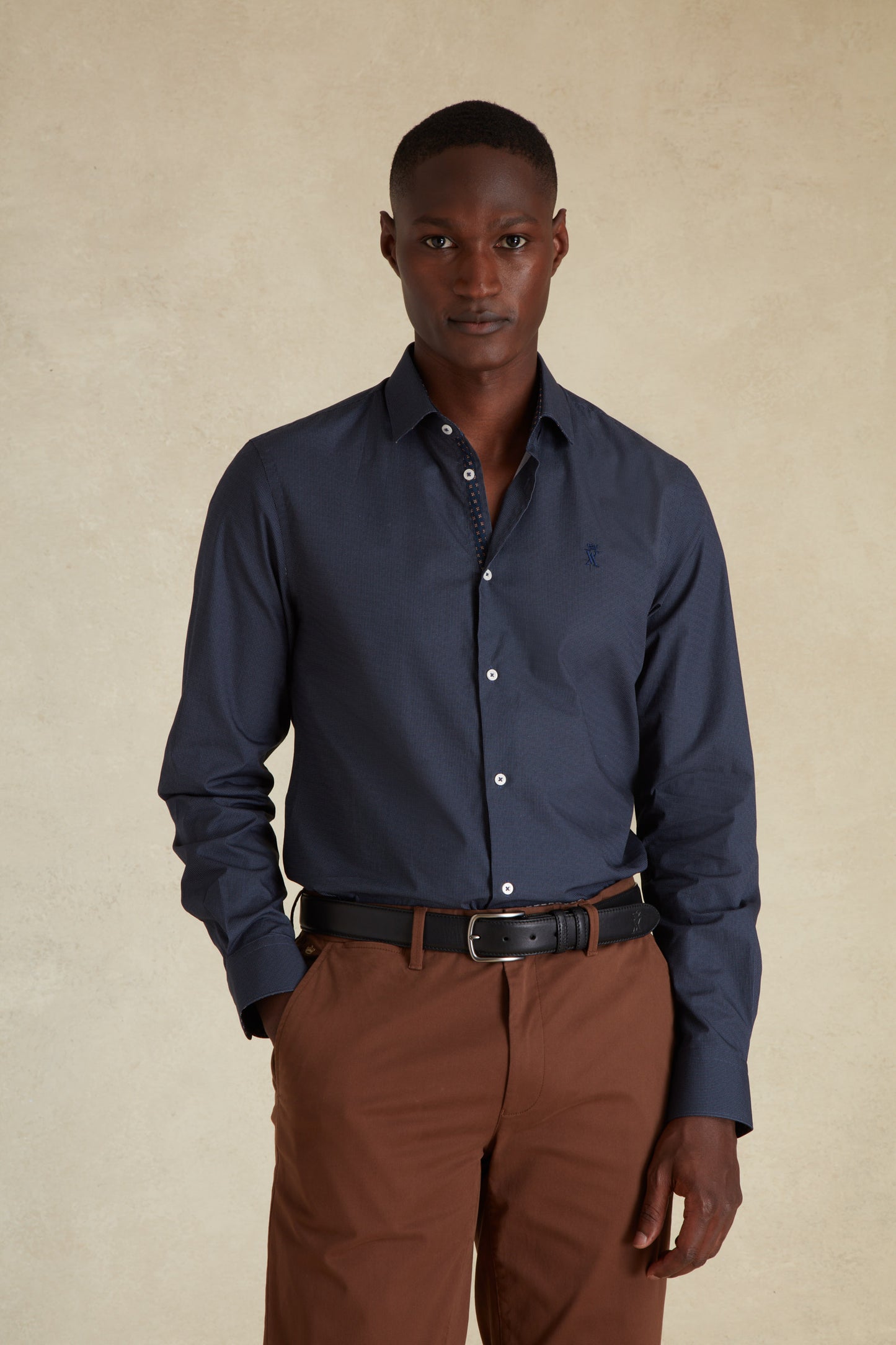 Chemise Regular à Micro Carreaux