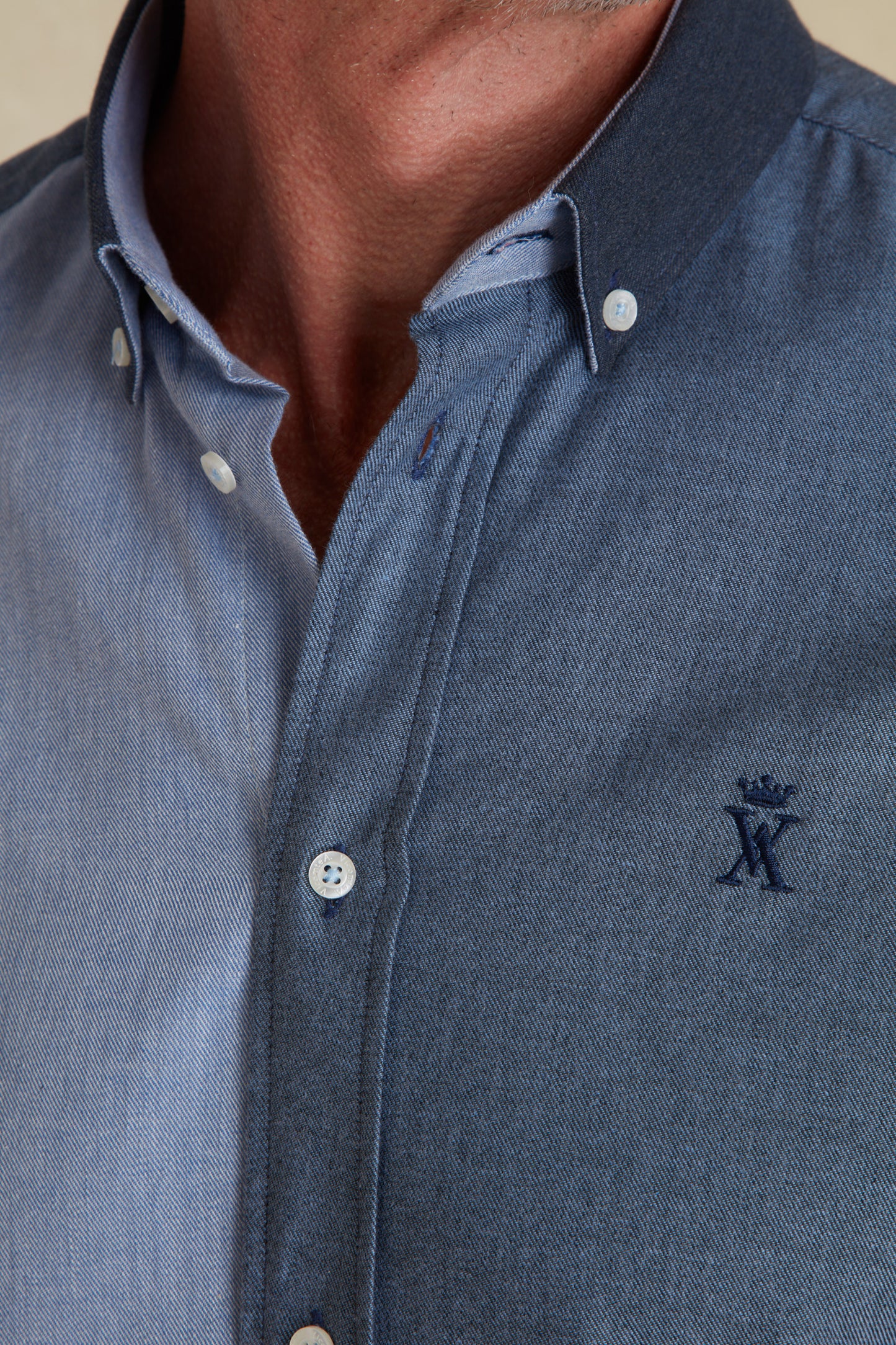 Chemise Regular à Détails Denim