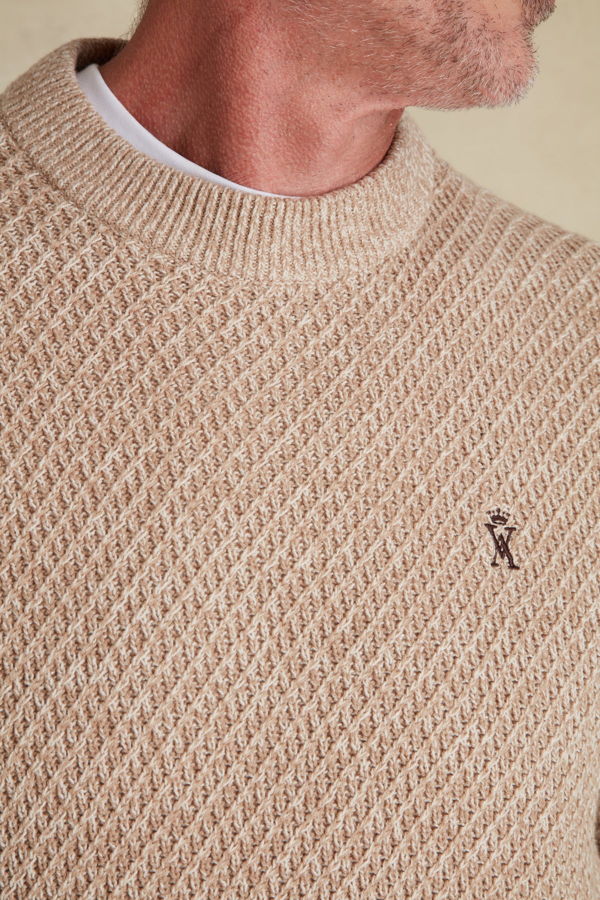 Pull Fil Bicolore Col Rond