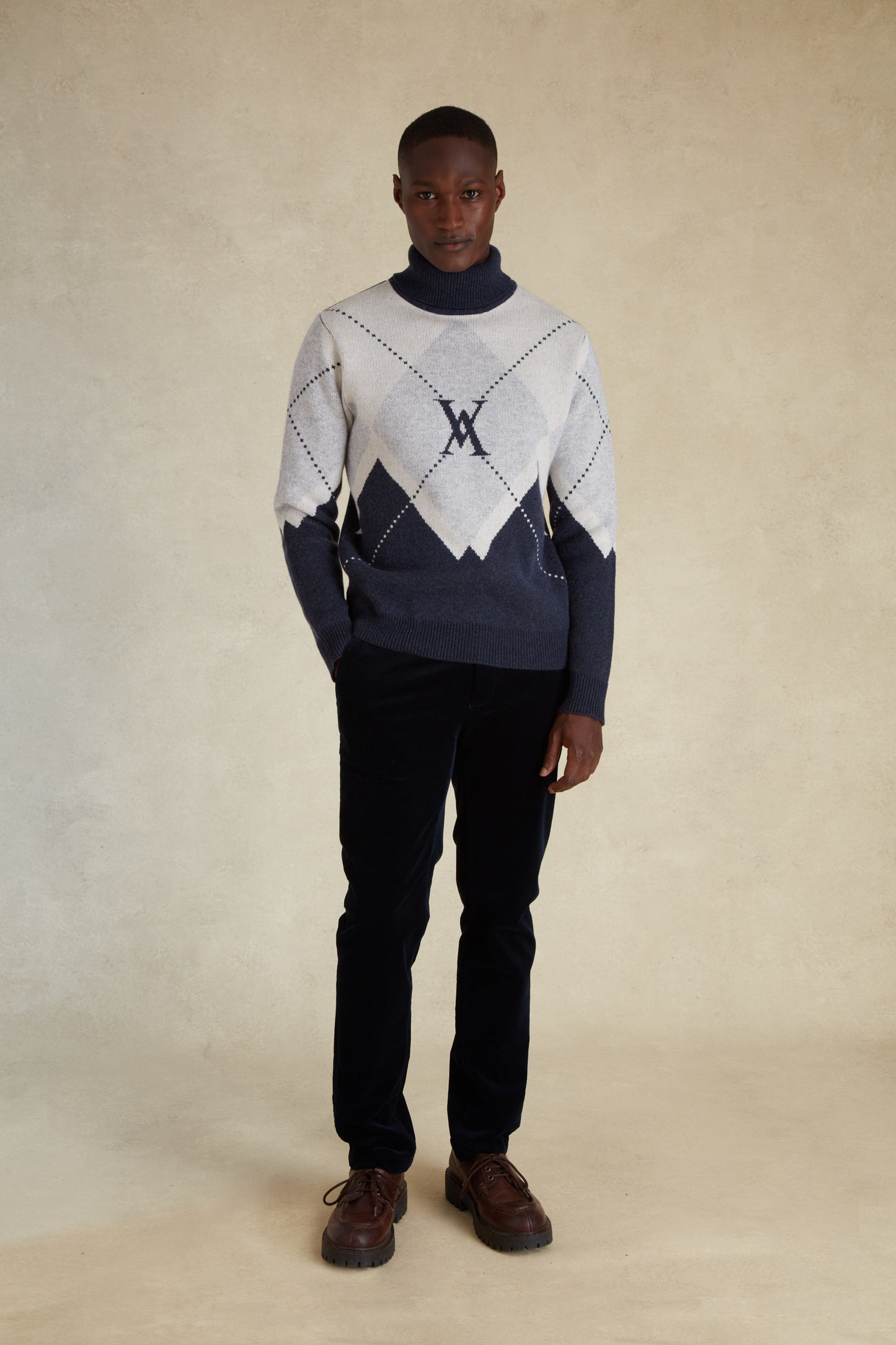 Pull Jacquard Col Roulé
