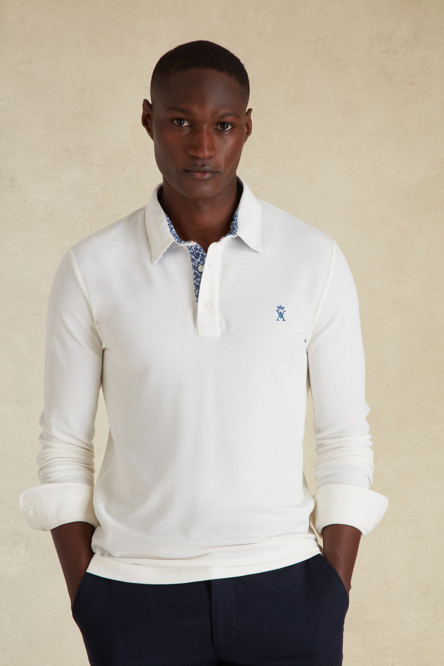Polo Manches Longues à Détails Imprimé