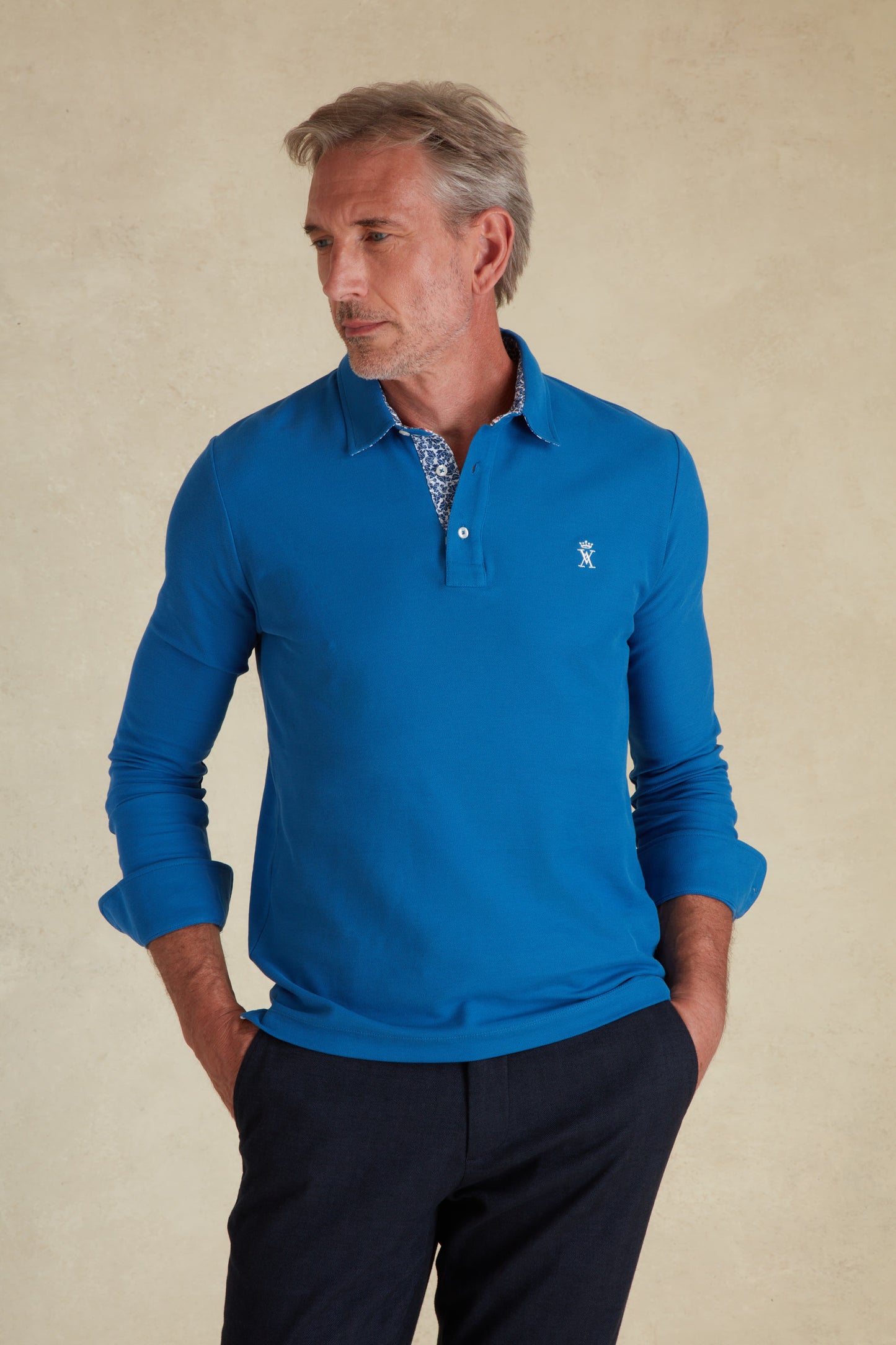 Polo Manches Longues à Détails Imprimé