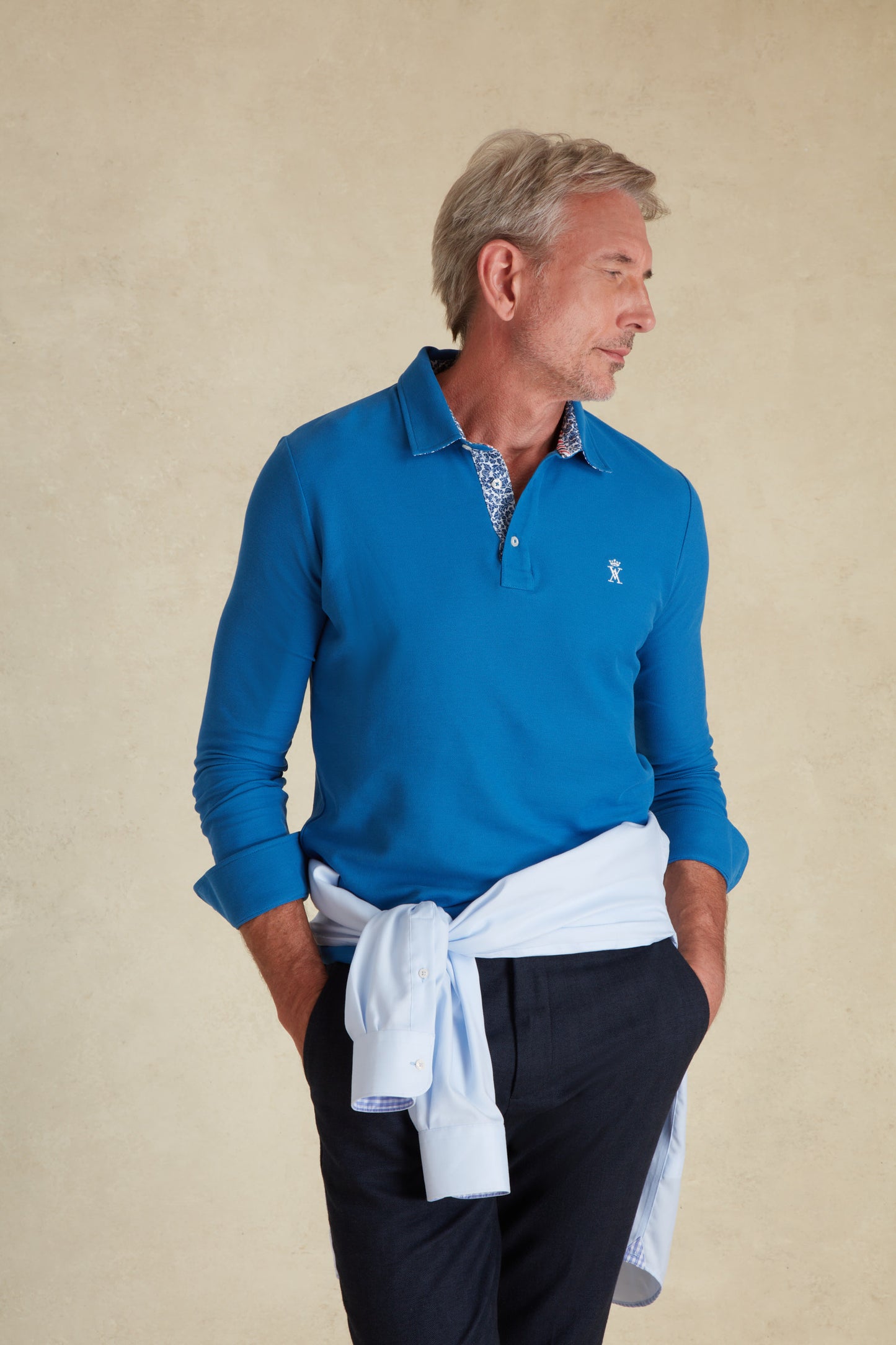 Polo Manches Longues à Détails Imprimé