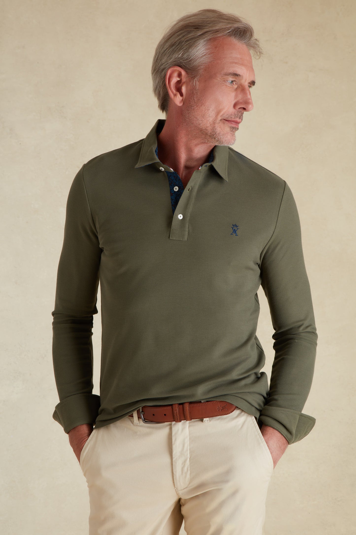 Polo Manches Longues à Détails Imprimé