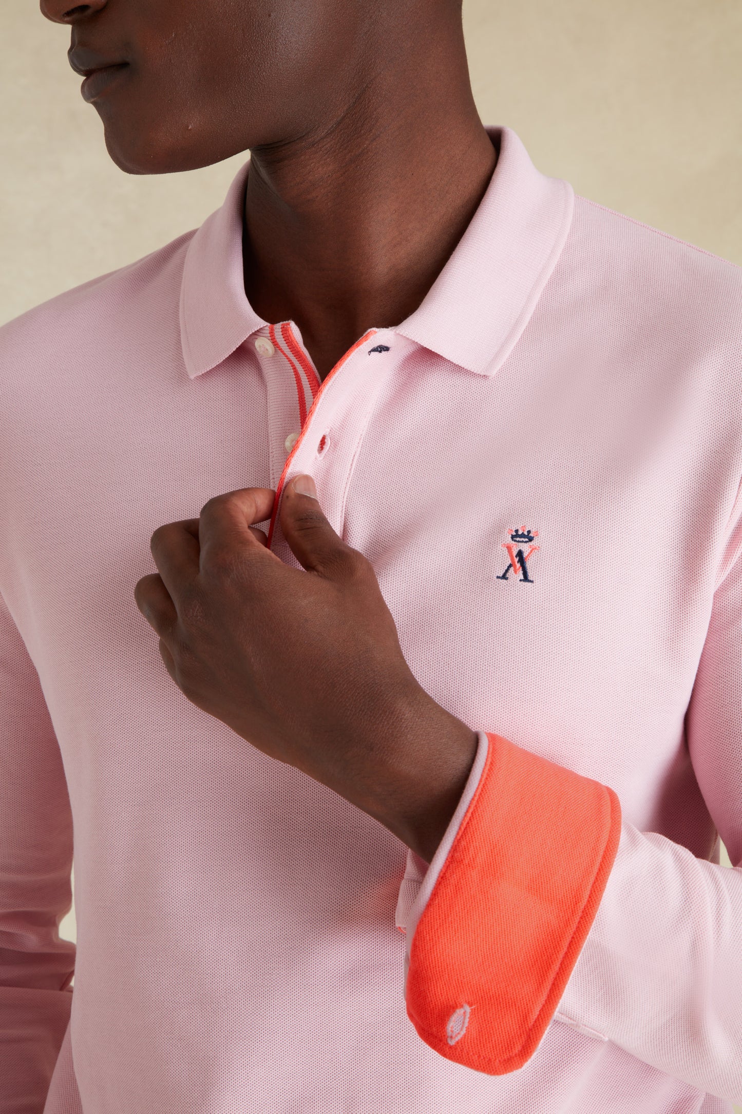 Polo Manches Longues à Détails Fluo