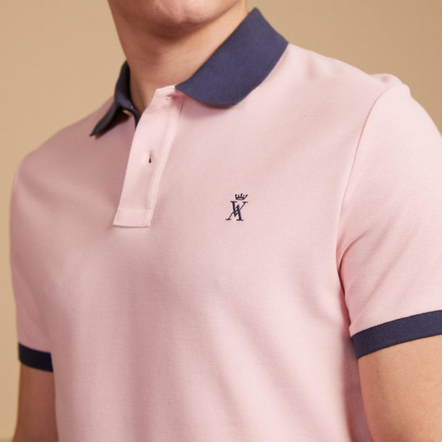PERRY Two-tone pique knit polo shirt - Pink - Image alternative