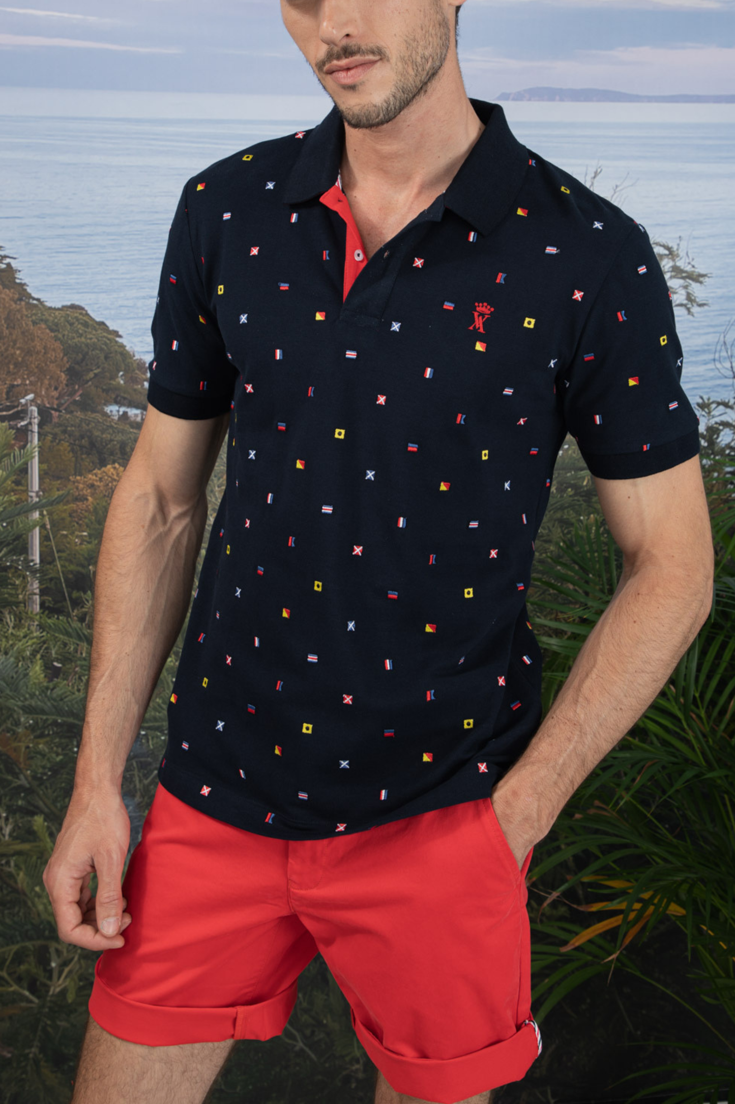 Polo à Broderies All Over