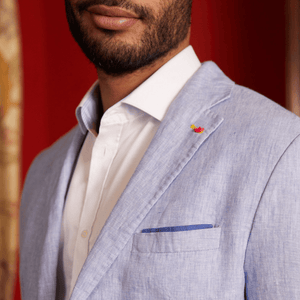 Badys Men's Regular Fit Linen Coat - Light Blue - Viscount A