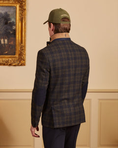 Brice Slim Fit Plaid Jacket with Elbow - Green - Viscount A