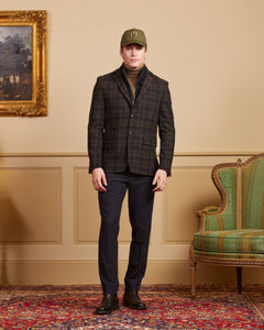 Brice Slim Fit Plaid Jacket with Elbow - Green - Viscount A