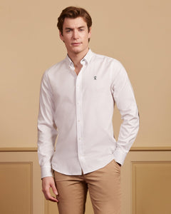 CAIS slim 100% cotton Oxford shirt with elbow patches - White - Vicomte A