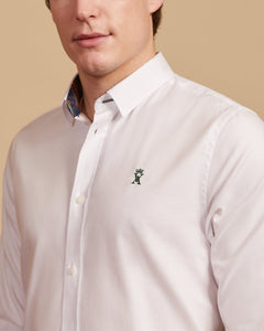 CAIS slim 100% cotton Oxford shirt with elbow patches - White - Vicomte A