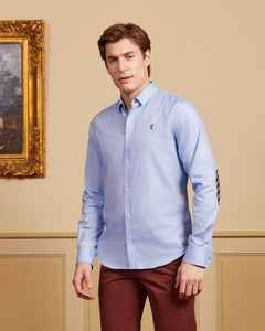 Chemise CAIS slim 100% coton en Oxford à coudières - Bleu - Vicomte A