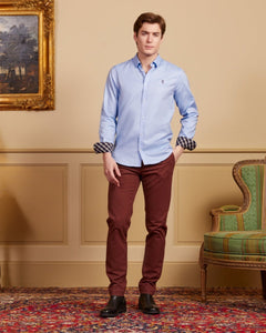 Cais Slim Fit 100% Cotton Oxford Wedge Shirt - Blue - Viscount A