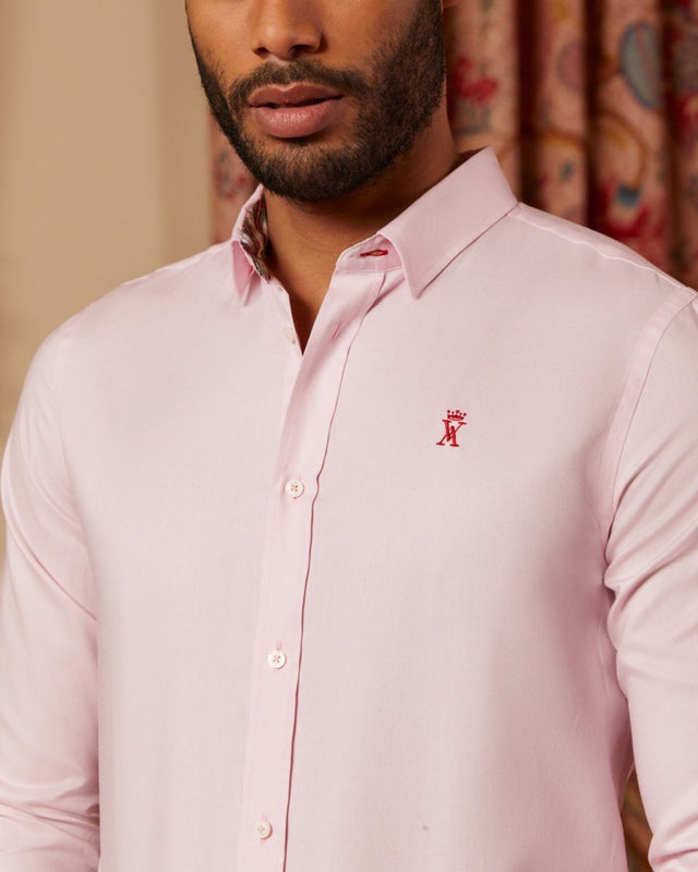 CAIS Slim 100 % cotton shirt in Oxford-Rose-Rose - Image alternative