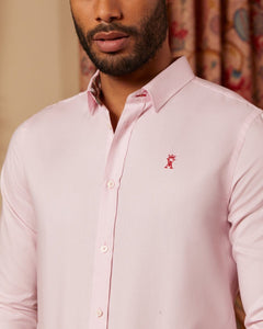 CAIS slim 100% cotton Oxford shirt with elbow patches - Pink - Vicomte A