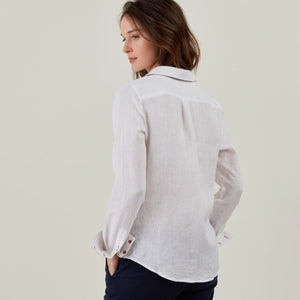 Camilla 100% Linen Shirt - White - Viscount A