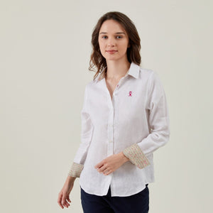 Camilla 100% Linen Shirt - White - Viscount A